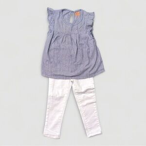 7 For All Mankind White Denim Pants & Harper Canyon Ruffle Top – 4T Outfit